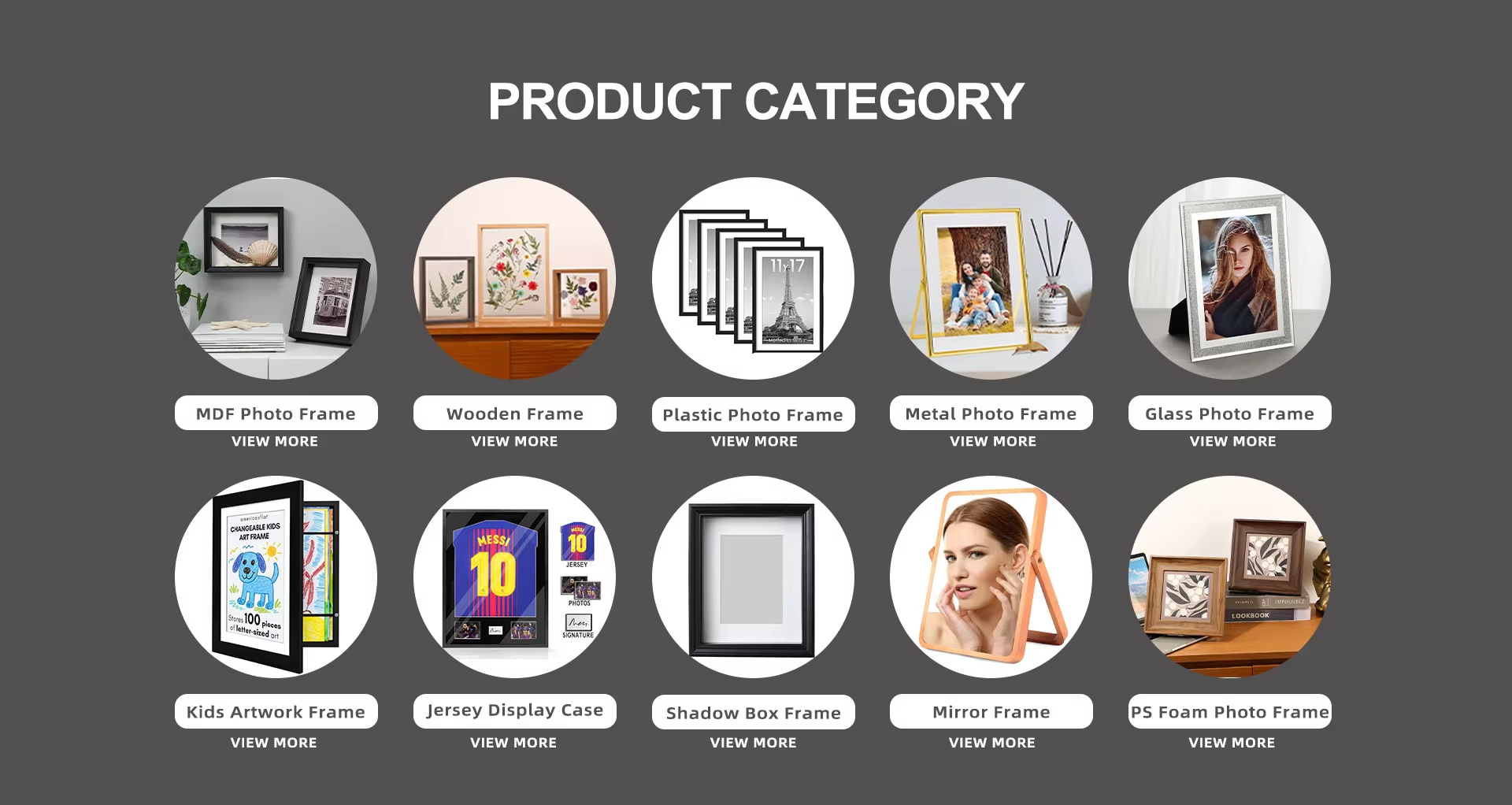 LINALUXE Product Categories — MDF Photo Frame, Wooden Frame, Plastic Photo Frame, Metal Photo Frame, Glass Photo Frame, Kids Artwork Frame, Jersey Display Case, Shadow Box Frame, Mirror Frame, PS Foam Photo Frame